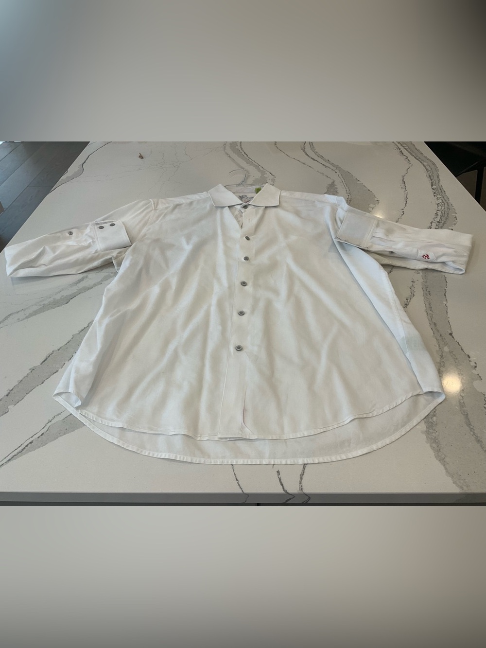 Robert Graham Men's Dress Shirt Collar Tag in Lime Green and White